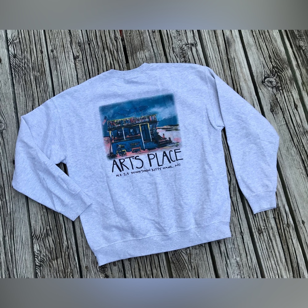 Local Burger Restaurant Arts Place Kitty Hawk NC Crewneck Sweatshirt L Men’s